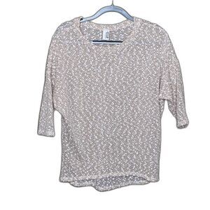 Francesca’s‎ Open Knit Sweater Sm Cream Gold Metallic Boho Neutral Shimmer Cozy
